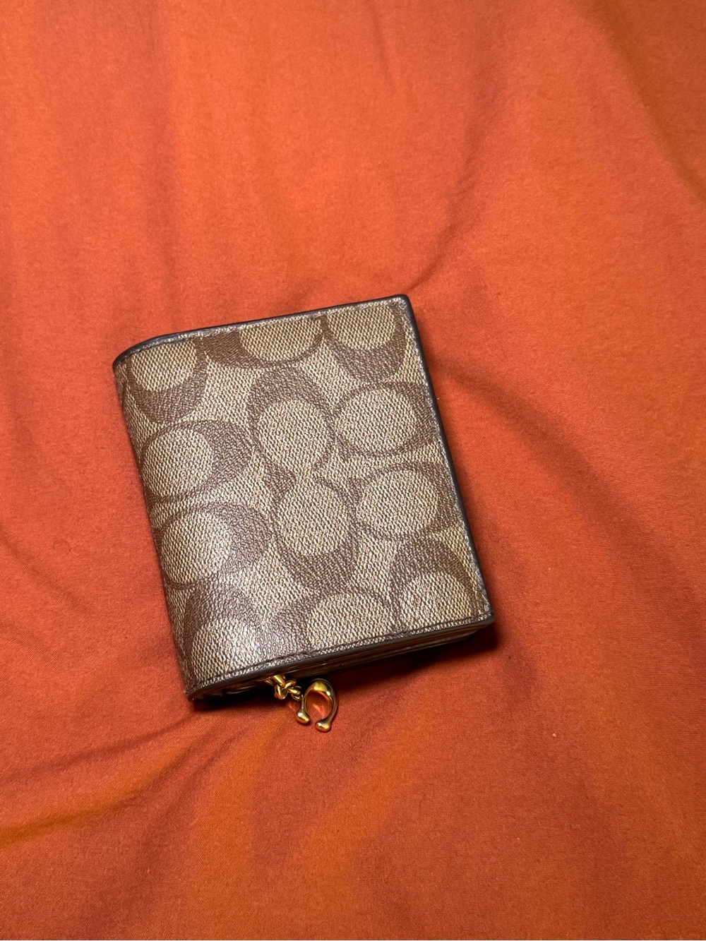 Coach Brown Signature Canvas Bifold Wallet with Gold Hardware - Picture 5 of 5